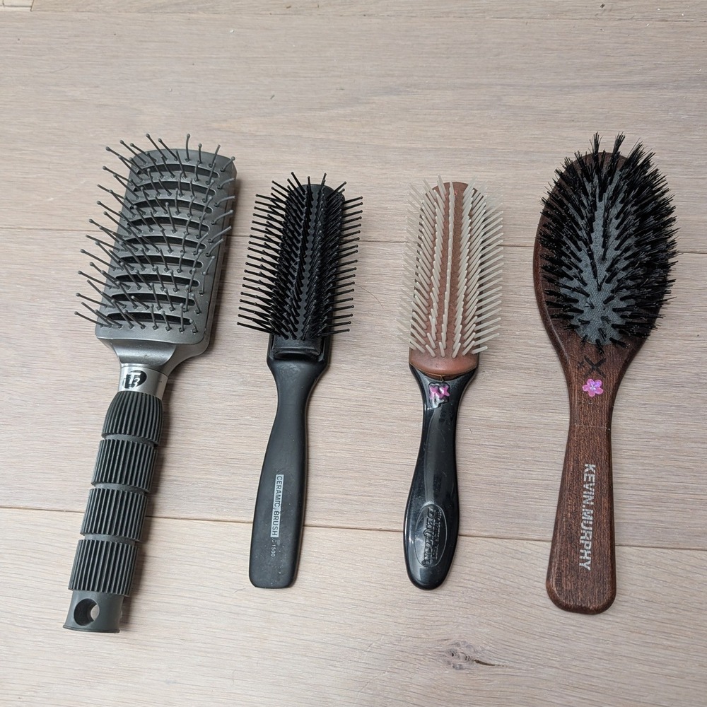 Professional Hair Brush Bundle, Wet Brush, Denman & Boar Bristle Brushes, 4 pcs